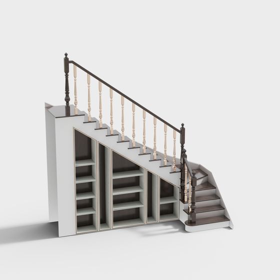 Elegant Staircase Bookshelf 3D model for Creative Spaces