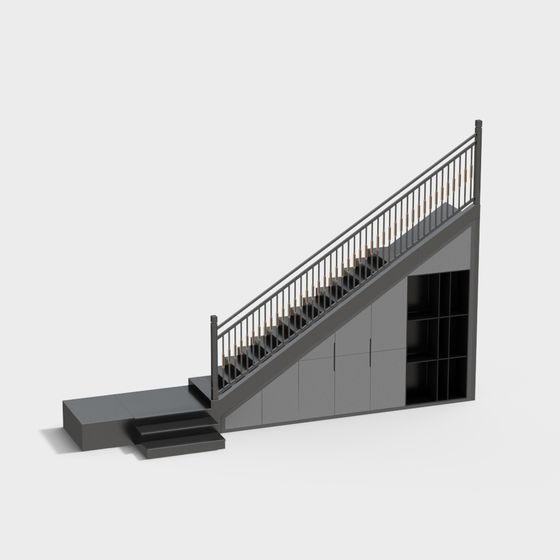 Elegant Low-Polygon Floating Staircase 3D model