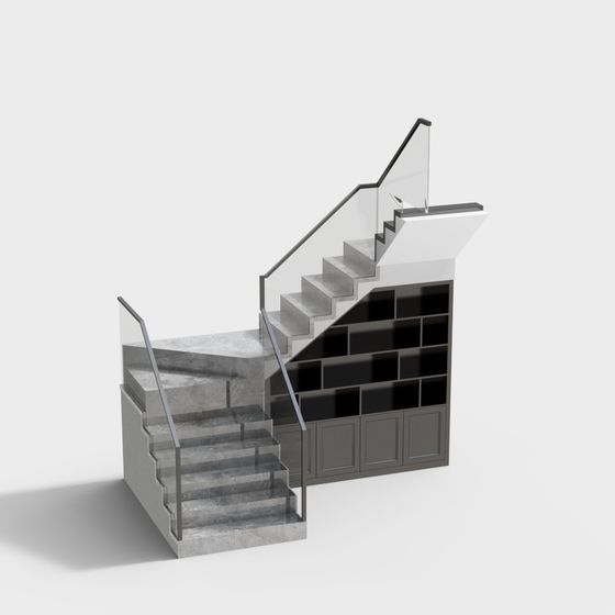 Sleek Minimalist Staircase 3D model Design