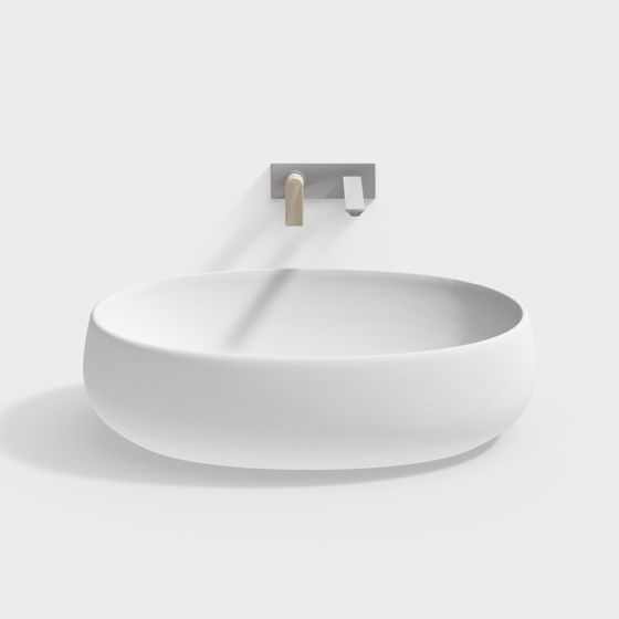 Sleek Round Sink 3D model for Contemporary Interiors