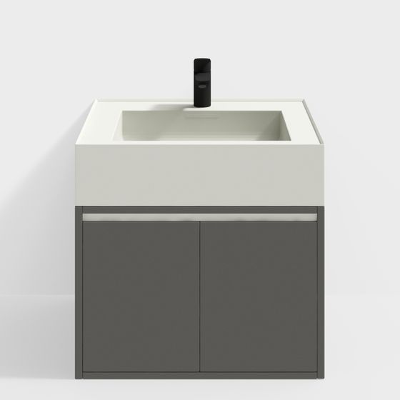 Mirrorless Bathroom Cabinet 3D Model in Gray