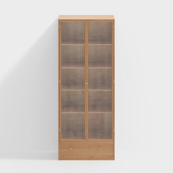 Modern Glass Door Bookshelf 3D model
