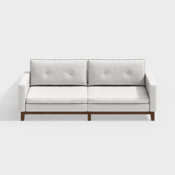 Modern Minimalist White Sofa 3D model