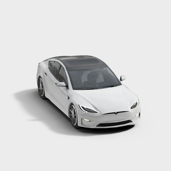 Elegant Tesla Model S 3D model in Urban Lights