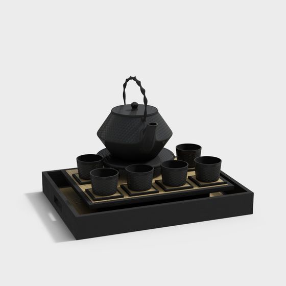 Elegant Eastern Style Teaware Set 3D model