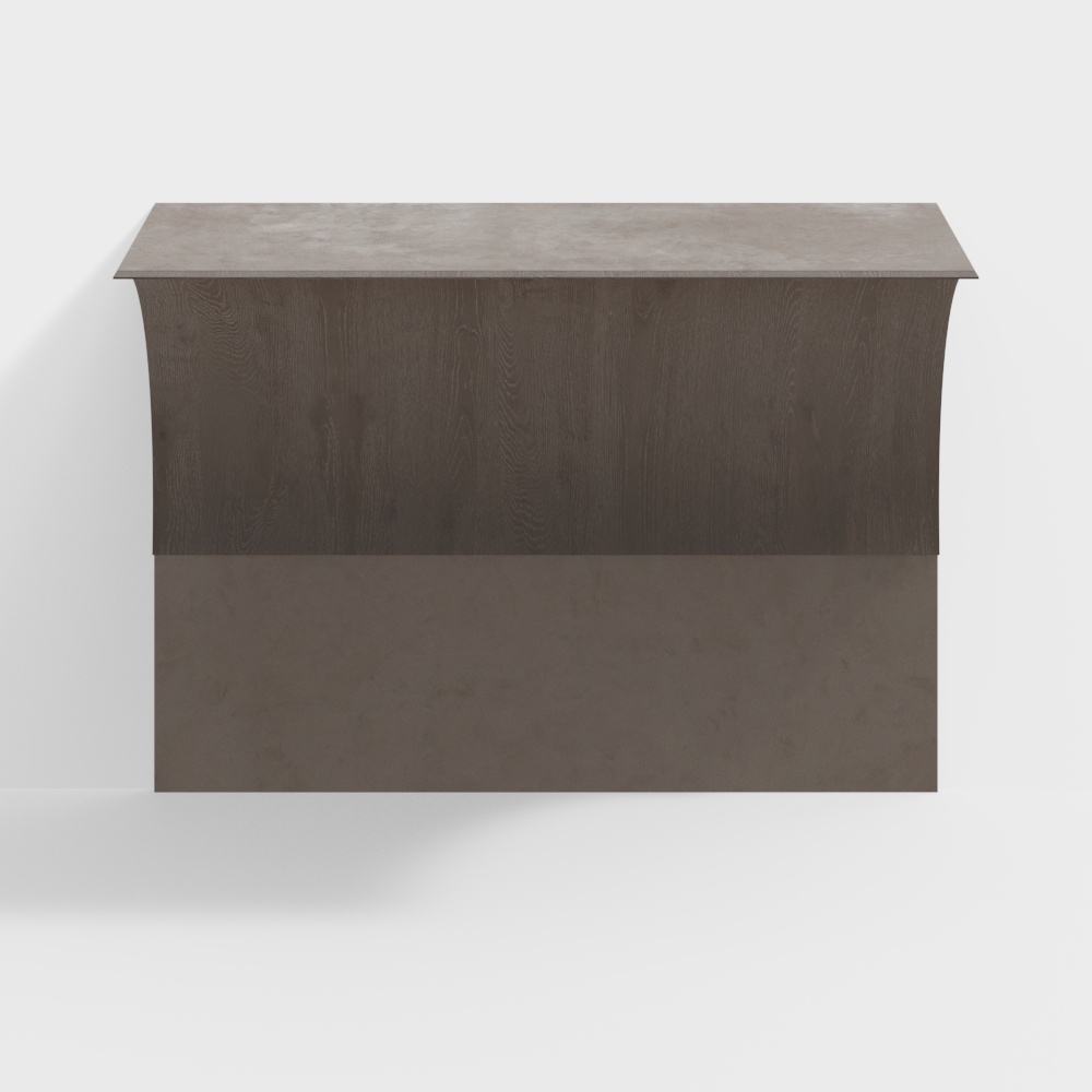 Reception Desk 3D Model – Minimalist Dark Wood & Concrete