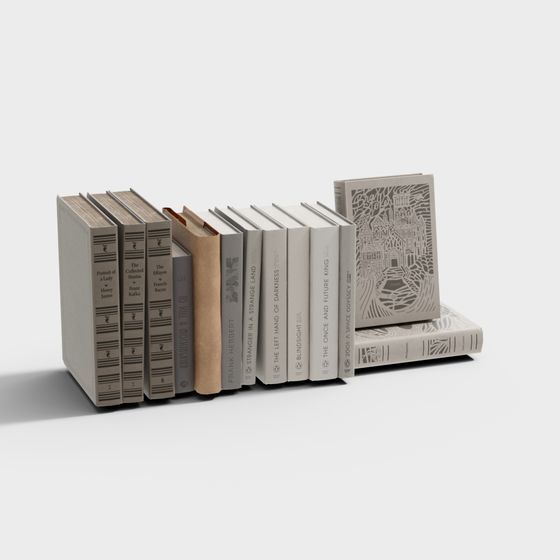 Low-Poly High-Detail Book Stack 3D Model