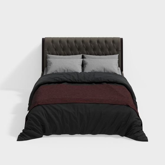 Elegant Low-Polygon Bed 3D model for Modern Interiors