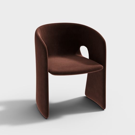 Streamlined Velvet Armchair 3D model
