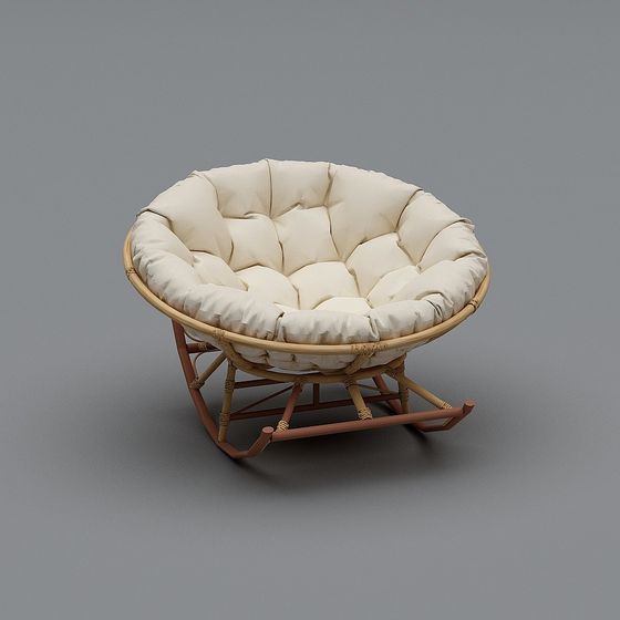 Traditional Indonesian Rattan Chair 3D model