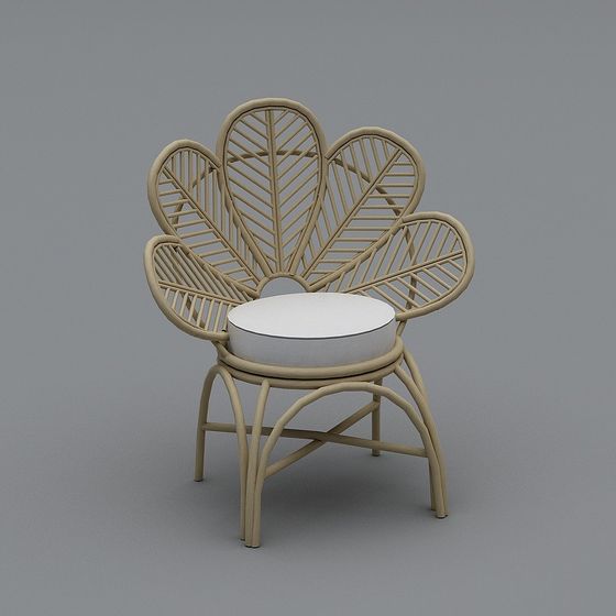 Heart-Shaped Rattan Chair 3D model