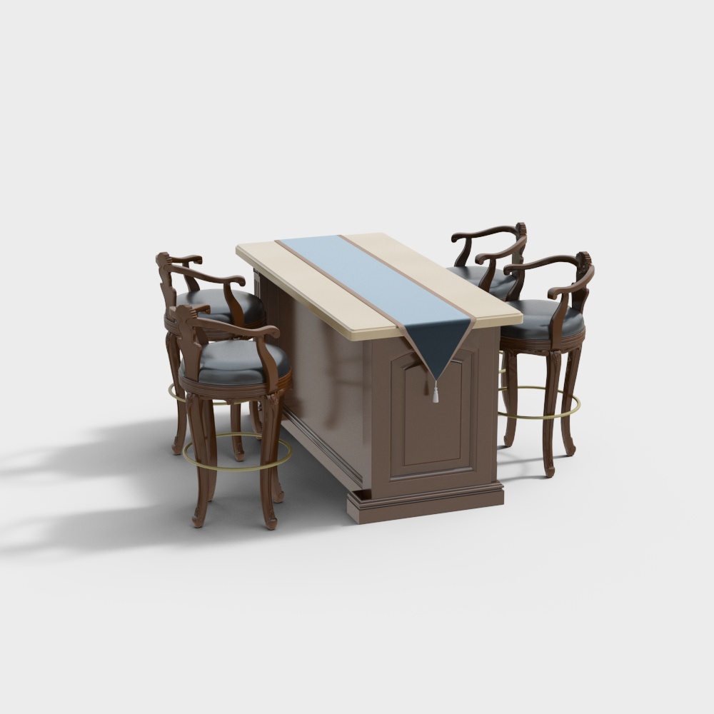 Vintage style island dining table and chair set