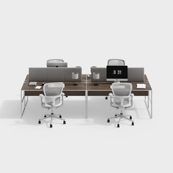 Stylish Low-Poly Office Desk 3D model