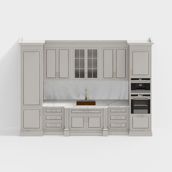Stylish Low-Polygon Kitchen Cabinet 3D model for Modern Interiors