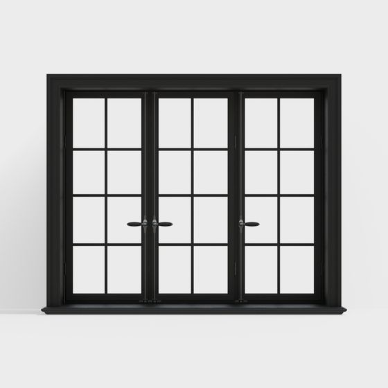 Elegant Black Louvered Shutter 3D model