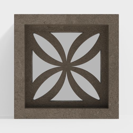 Iron Cross Window Decor Low-Poly 3D Model