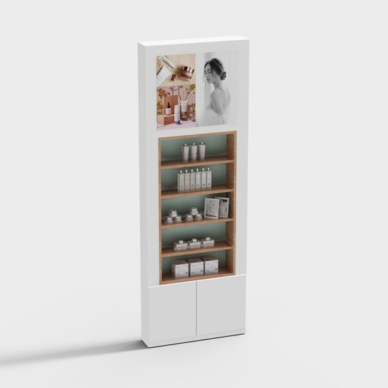 Elegant Low-Poly Display Cabinet 3D model