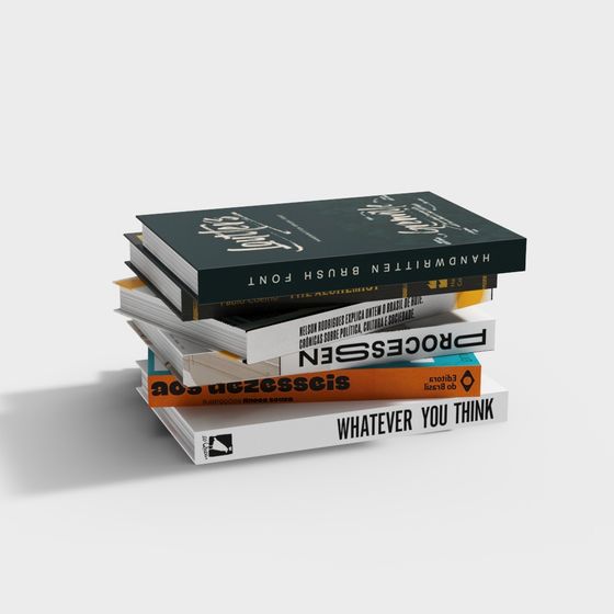 Realistic Low-Poly Book Stack 3D Model