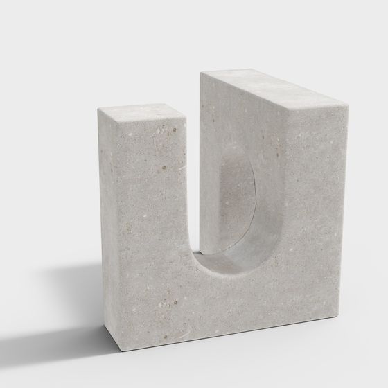 Geometric Concrete U-Shaped Structure 3D model