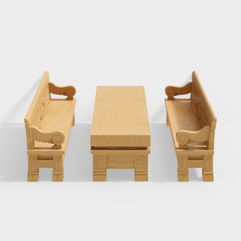 Teak Wood Bench and Table