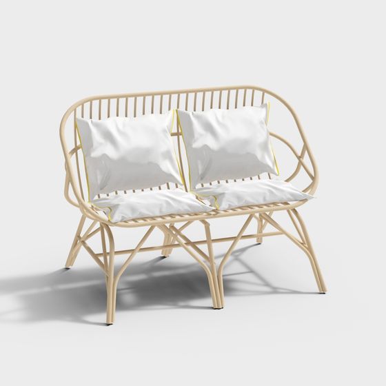 Bamboo Woven Double Sofa 3D model for Modern Interiors