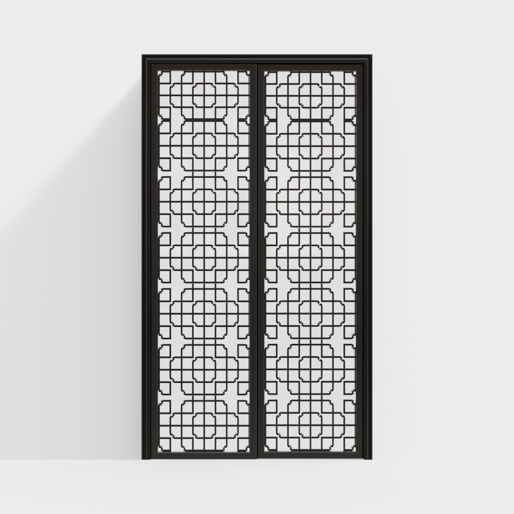 New Chinese-Style Glass Sliding Door