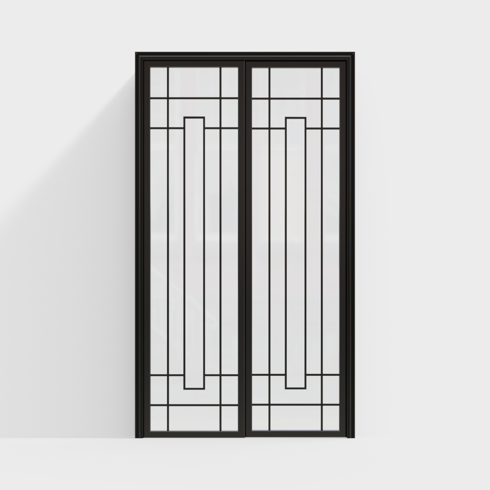 City Window 3D Model – Black Metal & Glass