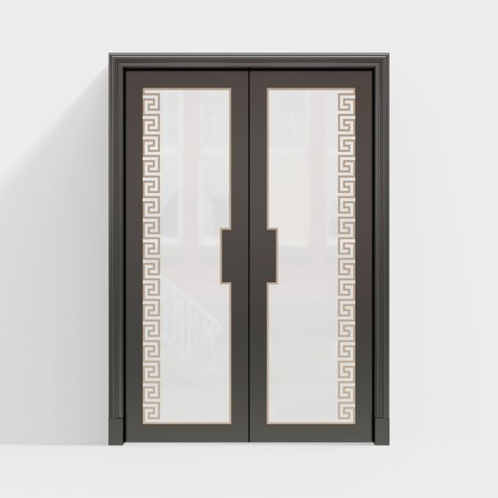 Elegant Black Interior Door 3D Model
