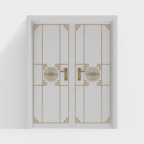 新中式白色雙開門