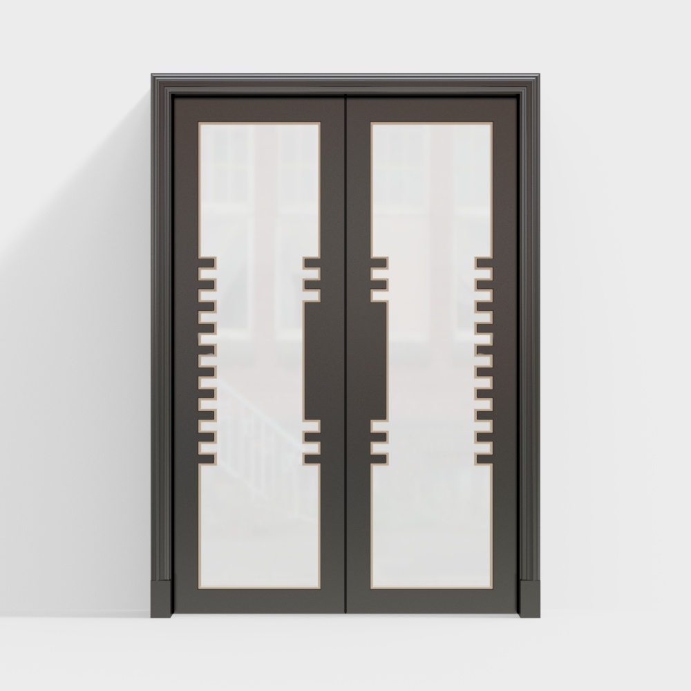 New Chinese-style Indoor Glass Double Door