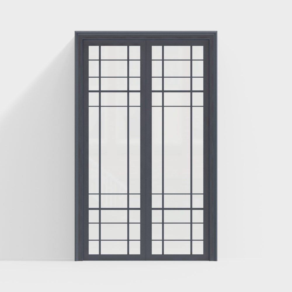 Modern Grid Door 3D Model – Low-Poly Glass Design