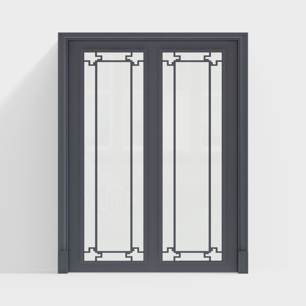 New Chinese-Style Glass Sliding Door
