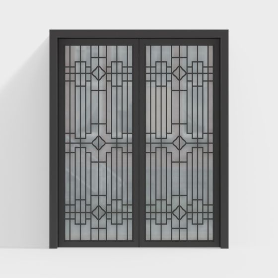 Art Deco Glass Door 3D model