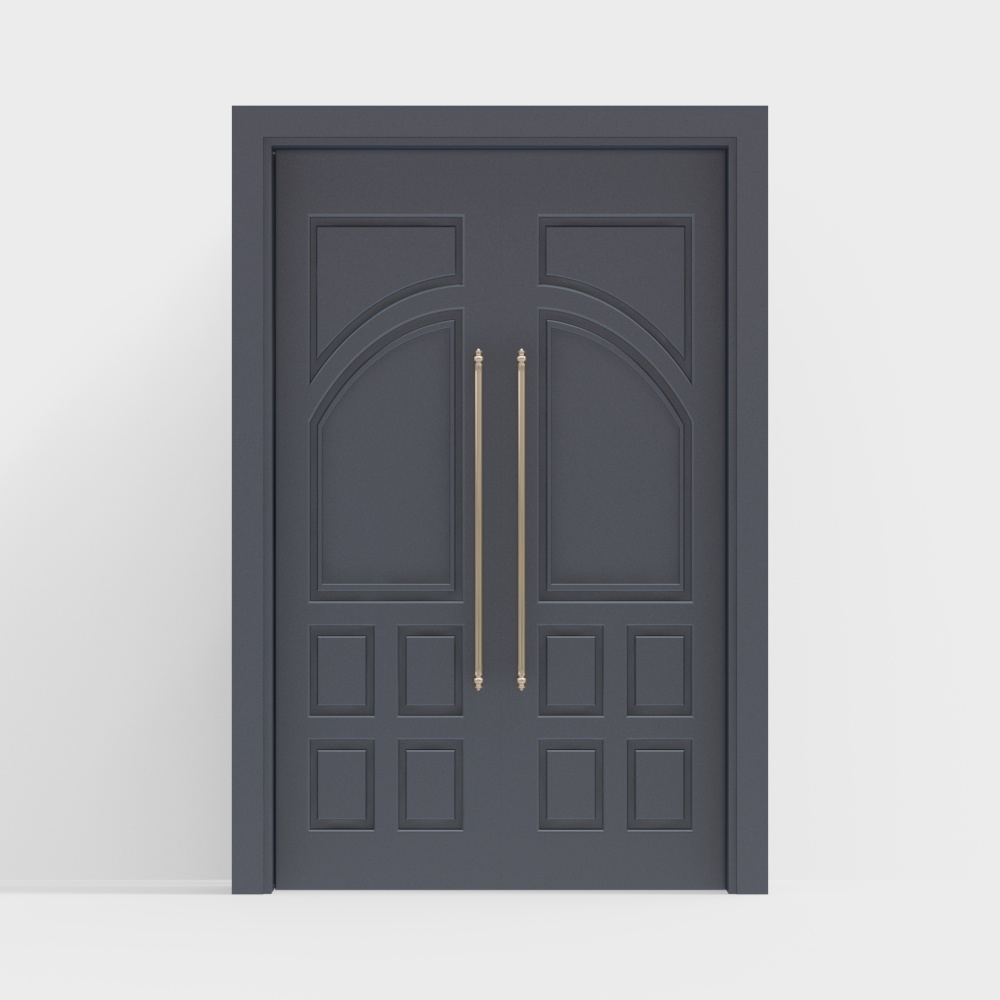 Elegant Low-Polygon Entrance Door – Classic Gray & Gold
