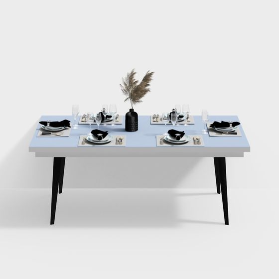 Elegant Low-Polygon Dining Table 3D model