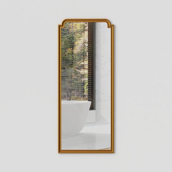 Chic Golden-Framed Mirror 3D model for Modern Spaces