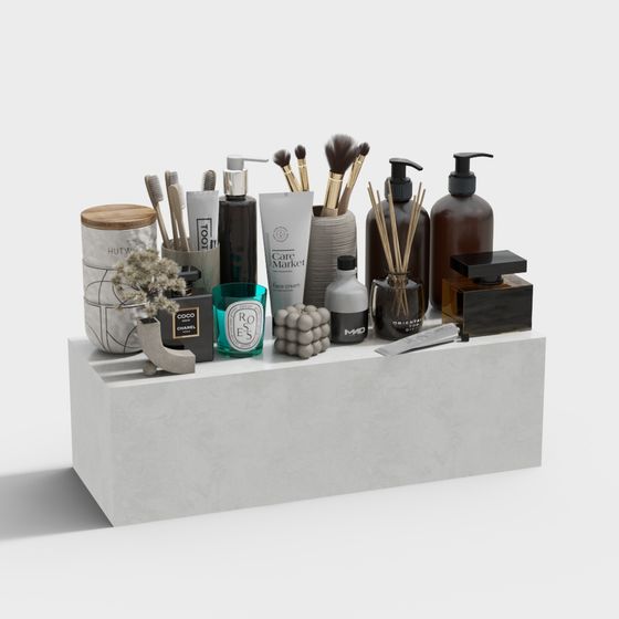 Elegant Bathroom Storage Showcase 3D model