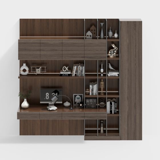 Stylish Low-Poly Bookshelf 3D model