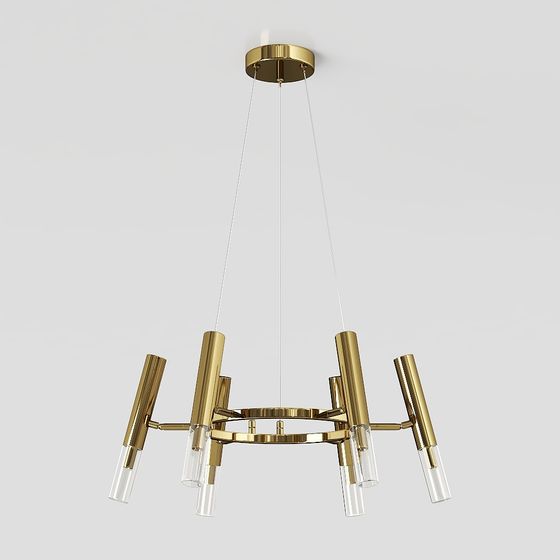 Elegant Golden Pendant Light 3D model
