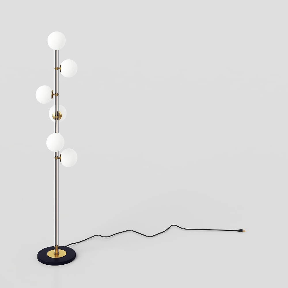 LAMPADAR ALB/NEGRU DIN STICLA SI METAL CU 7 BECURI