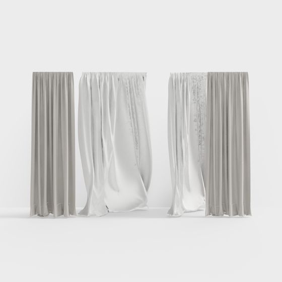 Sleek Flowing Curtain 3D model for Creative Spaces
