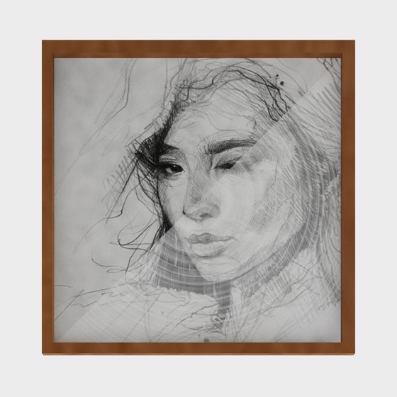 Low Poly Pencil Sketch Portrait 3D model