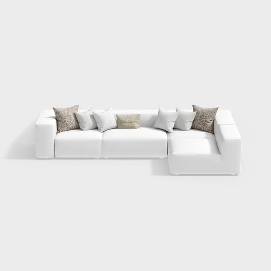 Elegant Low Poly Sofa 3D model for Modern Interiors