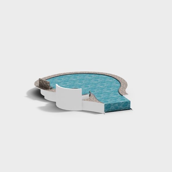 Stylish Low-Poly Swimming Pool 3D model