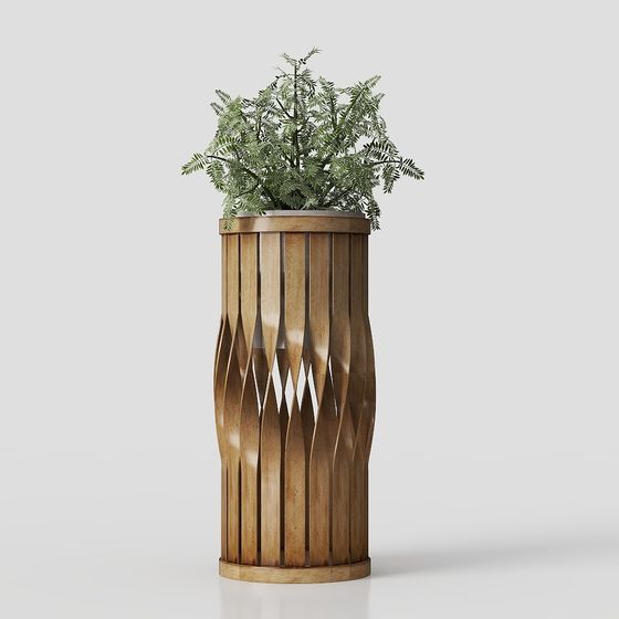 Wooden Plant Stand 3D model