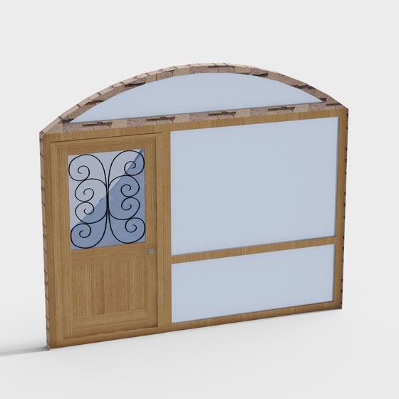 Arched Door with Decorative Glass 3D model