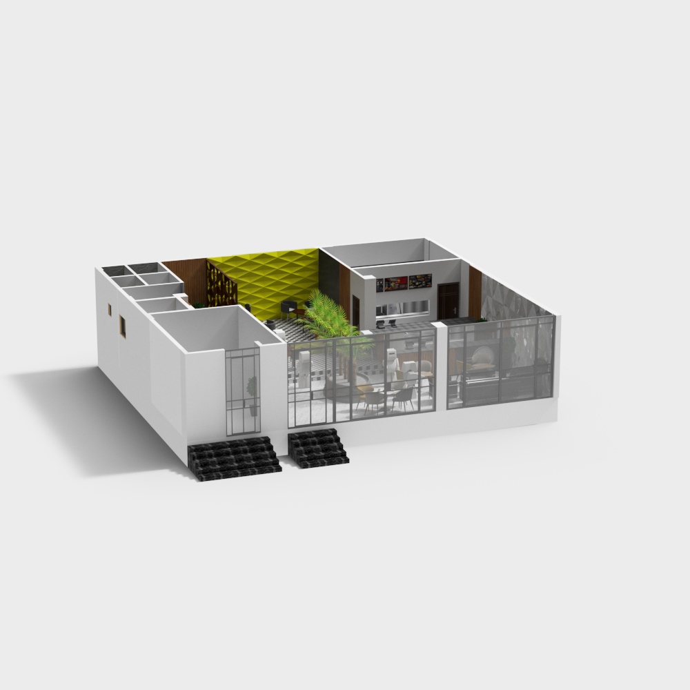 Stylish Low-Poly Indoor Design 3D model