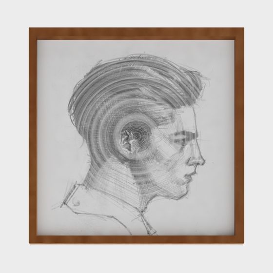 Artistic Low-Poly Sketch Portrait 3D model