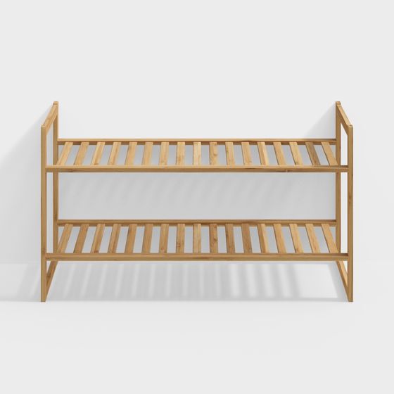 Wooden Double-decker Shelf 3D model