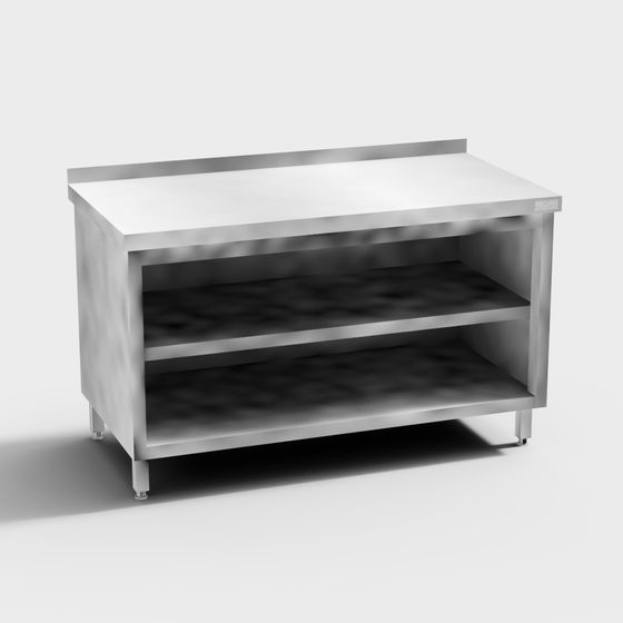 Unique Stainless Steel Workbench 3D model